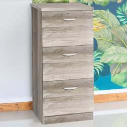 R White Cabinets 3 Drawer Grey Filing Cabinet - Size: 103.2 x 47.9 x 54cm - Wilko