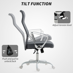 HOMCOM Grey Curved High Back Computer Chair - Size: 119 x 63 x 65cm - Wilko - thumbnail 7