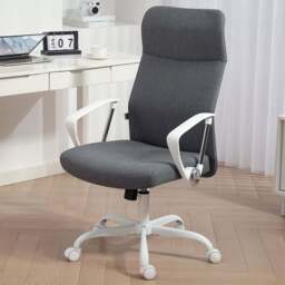 HOMCOM Grey Curved High Back Computer Chair - Size: 119 x 63 x 65cm - Wilko