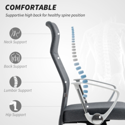 HOMCOM Grey Curved High Back Computer Chair - Size: 119 x 63 x 65cm - Wilko - thumbnail 6