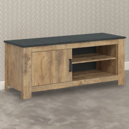 Florence Single Door 2 Shelf Chestnut and Matera Grey TV Cabinet - Size: 48 x 138 x 57.7cm - Brown - Furniture to Go - Wilko