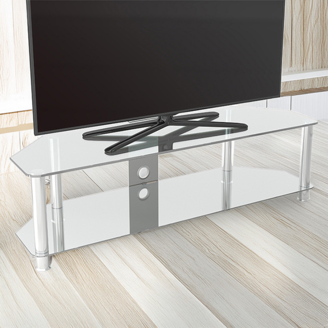 AVF Classic 2 Shelf Clear and Chrome Corner TV Stand - AVF Group Ltd - Wilko - image 1