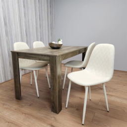 Kosy Koala 4 Seater Faux Leather Gem Pattern Dining Set Rustic Effect and Cream - Multi - Portland - Wilko - thumbnail 5