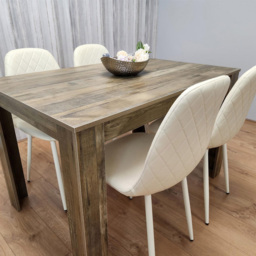 Kosy Koala 4 Seater Faux Leather Gem Pattern Dining Set Rustic Effect and Cream - Multi - Portland - Wilko - thumbnail 6