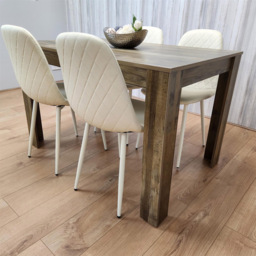 Kosy Koala 4 Seater Faux Leather Gem Pattern Dining Set Rustic Effect and Cream - Multi - Portland - Wilko - thumbnail 3