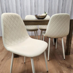 Kosy Koala 4 Seater Faux Leather Gem Pattern Dining Set Rustic Effect and Cream - Multi - Portland - Wilko - thumbnail 7