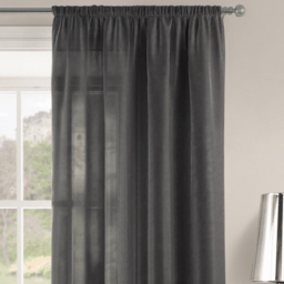 Velosso Riva Plain Black Slot Top Voile Panel Curtain 150 x 137cm - Size: w 150 x D 137cm - Wilko - thumbnail 3