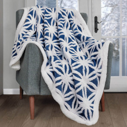 Velosso Navy Orbit Sherpa Throw 127 x 152cm - Size: 127 x 152 x 1cm - Wilko - thumbnail 3