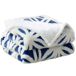 Velosso Navy Orbit Sherpa Throw 127 x 152cm - Size: 127 x 152 x 1cm - Wilko