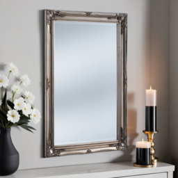 Yearn Silver French Style Carved Bevelled Mirror 116 x 90cm - Wilko - thumbnail 3