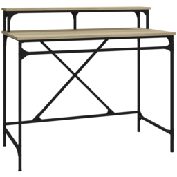 vidaXL Single Shelf Industrial Style Computer Desk Brown - Size: 90 x 100 x 50cm - Wilko - thumbnail 3