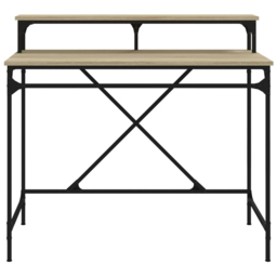 vidaXL Single Shelf Industrial Style Computer Desk Brown - Size: 90 x 100 x 50cm - Wilko - thumbnail 4