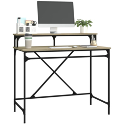 vidaXL Single Shelf Industrial Style Computer Desk Brown - Size: 90 x 100 x 50cm - Wilko - thumbnail 5
