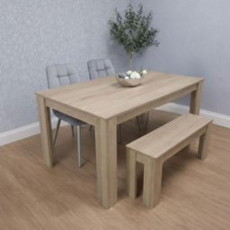Portland 4 Seater Square Dining Table Set Oak Effect and Grey - Multi - Wilko - thumbnail 3