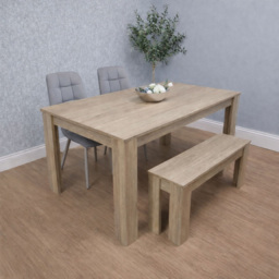 Portland 4 Seater Square Dining Table Set Oak Effect and Grey - Multi - Wilko - thumbnail 6
