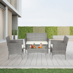 Alivio 4 Seater Grey Rattan Sofa Lounge Set - Wilko - thumbnail 5