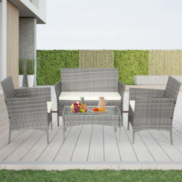 Alivio 4 Seater Grey Rattan Sofa Lounge Set - Wilko