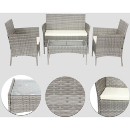 Alivio 4 Seater Grey Rattan Sofa Lounge Set - Wilko - thumbnail 3