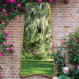 MirrorOutlet The Coartans Gold Metal Trapezoid Outdoor Garden Wall Mirror 180 x 85cm - Size: 180 x 85 x 3cm - Wilko - thumbnail 3