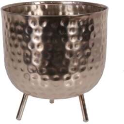 Gold Hammered Indoor Planter 26cm - Wilko - thumbnail 1