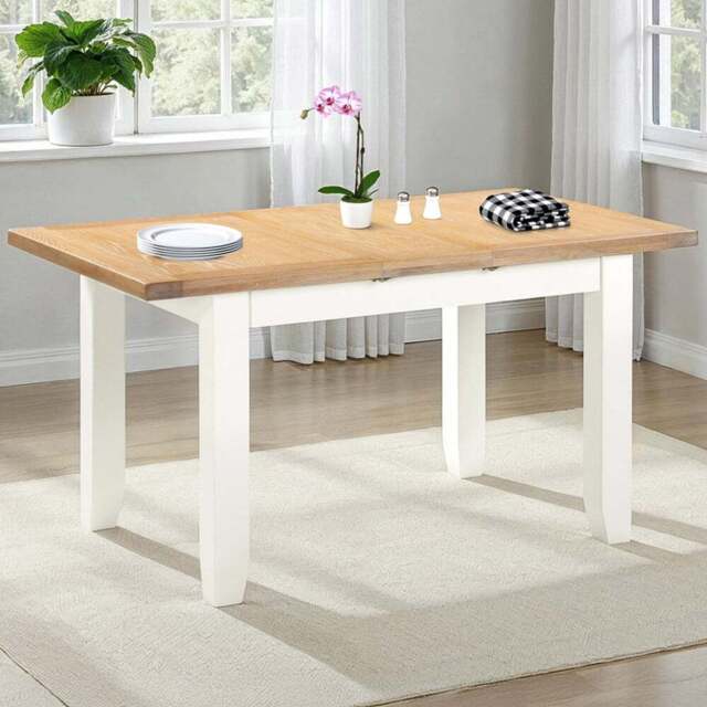 Seconique Windsor 8 Seater 120-150cm Extending Dining Table Ivory and Oak - Ivory/Oak - Wilko - image 1