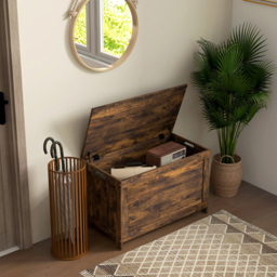 HOMCOM Rustic Brown Storage Chest and Bench - Size: 48 x 40 x 76cm - Wilko - thumbnail 6
