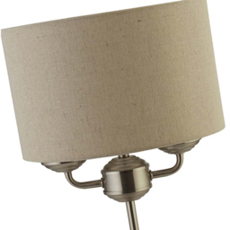 Lighting Collection Tanner Brushed Silver Table Lamp - Size: 34.5 x 28 x 28cm - Satin Nickel, Oatmeal and White - Wilko - thumbnail 5