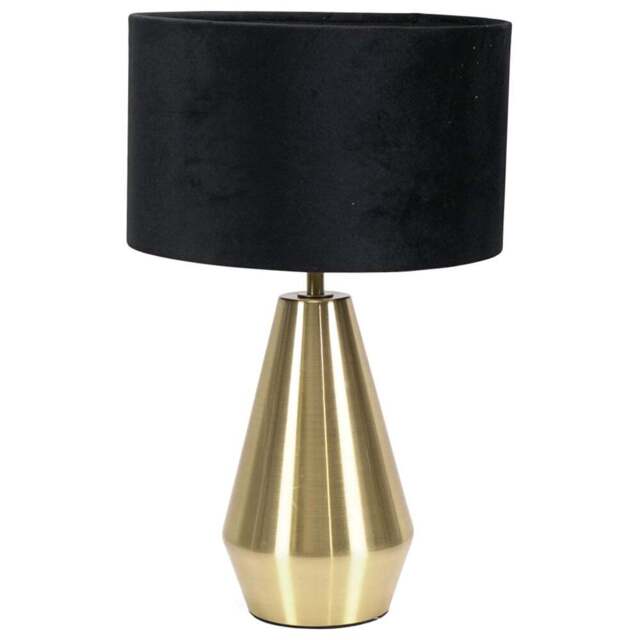 ValueLights Jax Black Velvet Shade Antique Brass Touch LED Table Lamp - Size: 41 x 25 x 25cm - Gold - Wilko - image 1