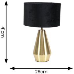 ValueLights Jax Black Velvet Shade Antique Brass Touch LED Table Lamp - Size: 41 x 25 x 25cm - Gold - Wilko - thumbnail 7