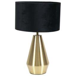 ValueLights Jax Black Velvet Shade Antique Brass Touch LED Table Lamp - Size: 41 x 25 x 25cm - Gold - Wilko