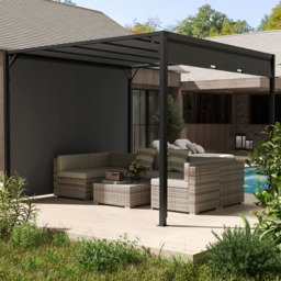 Outsunny 3 x 3m Grey Metal Pergola Gazebo - Wilko - thumbnail 1