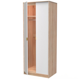 Crowndale 2 Door White Matt and Bardolino Oak Wardrobe Ready Assembled - Wilko - thumbnail 5