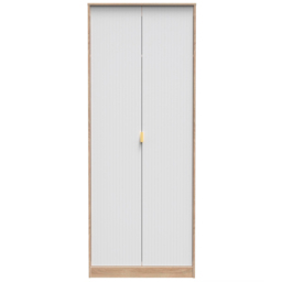 Crowndale 2 Door White Matt and Bardolino Oak Wardrobe Ready Assembled - Wilko - thumbnail 4