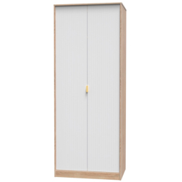 Crowndale 2 Door White Matt and Bardolino Oak Wardrobe Ready Assembled - Wilko - thumbnail 3