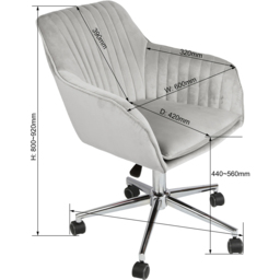 Briseis Grey Adjustable Swivel Office Chair - Size: 91 x 59 x 62cm - Home Garden Direct - Wilko - thumbnail 7