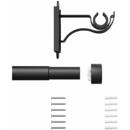 Rothley 71-120cm Matt Black Extendable Stud Finials Curtain Pole - Wilko - thumbnail 4