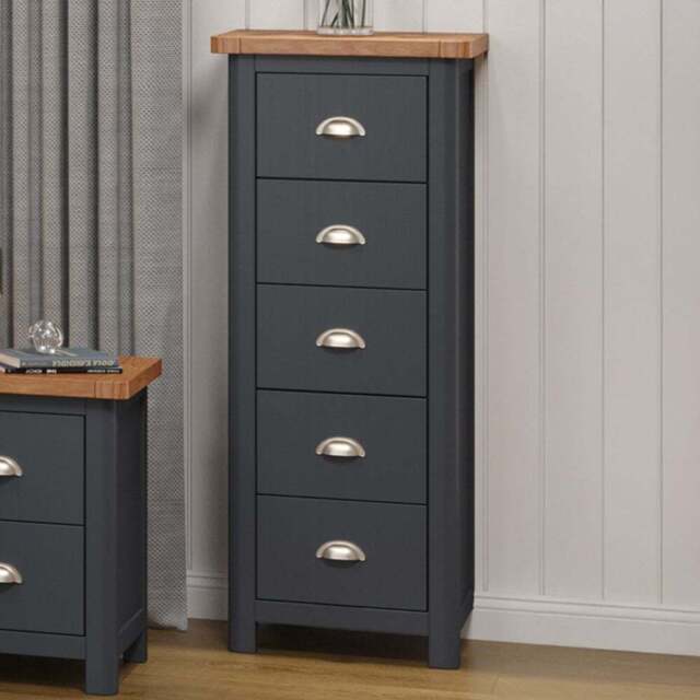 Core Products Dunkeld 5 Drawer Midnight Blue Narrow Chest of Drawers - Wilko - image 1