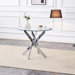 Kosy Koala 4 Seater Glass Round Dining Set Blue Velvet - Multi - Wilko - thumbnail 5