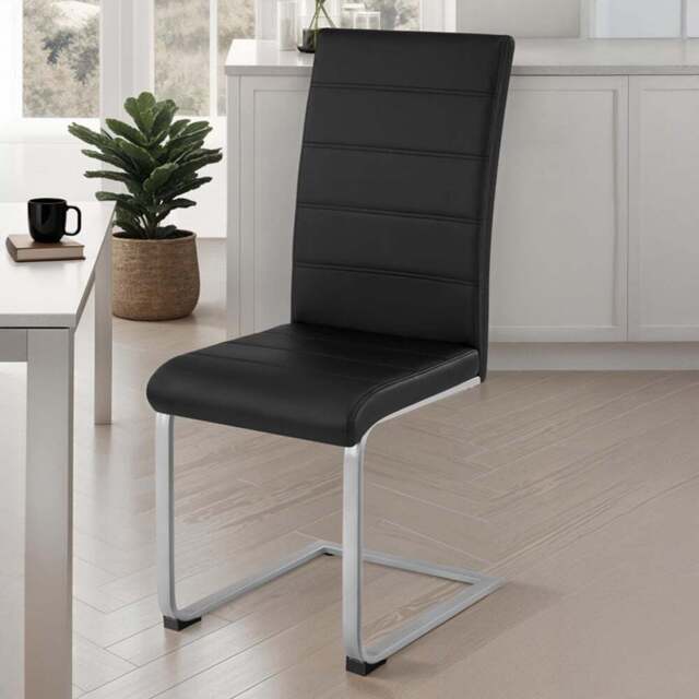 tectake Set of 2 Black Cantilever High Backrest Dining Chair - Wilko - image 1