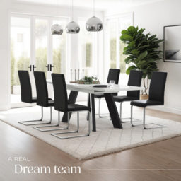 tectake Set of 2 Black Cantilever High Backrest Dining Chair - Wilko - thumbnail 4