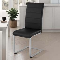 tectake Set of 2 Black Cantilever High Backrest Dining Chair - Wilko - thumbnail 1