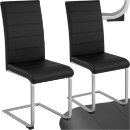 tectake Set of 2 Black Cantilever High Backrest Dining Chair - Wilko - thumbnail 3