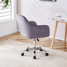 Portland Grey Velvet Swivel Office Chair with Wheels - Wilko - thumbnail 5