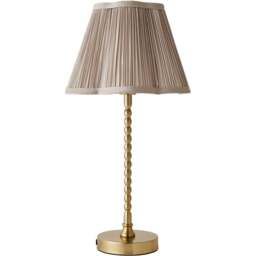 ValueLights Maeve Light Grey Pleat Faux Silk Scallop Shade Gold Bobbin LED Table Lamp - Size: 37.3 x 25 x 25cm - Wilko