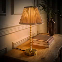 ValueLights Maeve Light Grey Pleat Faux Silk Scallop Shade Gold Bobbin LED Table Lamp - Size: 37.3 x 25 x 25cm - Wilko - thumbnail 7