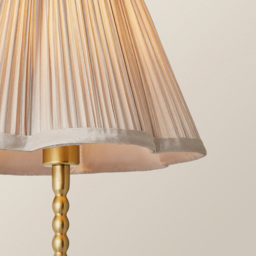 ValueLights Maeve Light Grey Pleat Faux Silk Scallop Shade Gold Bobbin LED Table Lamp - Size: 37.3 x 25 x 25cm - Wilko - thumbnail 4