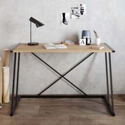 Decorotika Anemon Walnut and Black White Computer Desk - Size: 75 x 120 x 60cm - Multi - Wilko