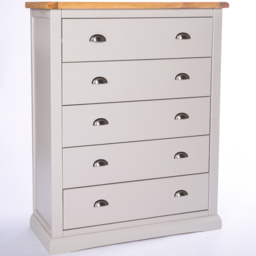 Cabinet Bits Loreo 5 Drawer Grey Chrome Cup Handle Chest of Drawers - Wilko - thumbnail 4