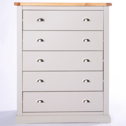 Cabinet Bits Loreo 5 Drawer Grey Chrome Cup Handle Chest of Drawers - Wilko - thumbnail 3