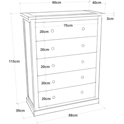 Cabinet Bits Loreo 5 Drawer Grey Chrome Cup Handle Chest of Drawers - Wilko - thumbnail 7
